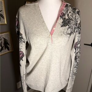 Harley-Davidson Gray and Pink Floral Hoodie